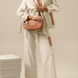 Binomio Light Caramel Shoulder Bag en piel de ternera