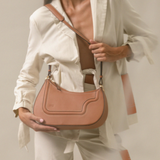 Binomio Light Caramel Shoulder Bag en piel de ternera