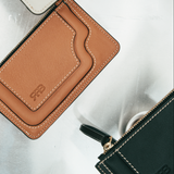 Cartera Binomio de piel caramelo claro con cremallera