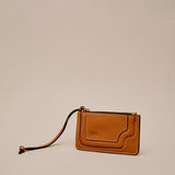 Cartera Binomio de piel caramelo claro con cremallera
