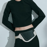 Bonomio Bicolor Good Grey Black Cinturón corsé en piel de ternera