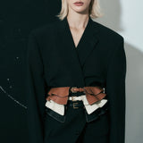 Vuelo Warm White Cinturón corsé en piel de ternera