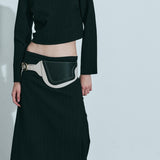 Bonomio Bicolor Good Grey Black Cinturón corsé en piel de ternera