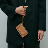 Cartera Binomio de piel caramelo claro con cremallera