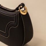 Binomio Black Leather Shoulder Bag