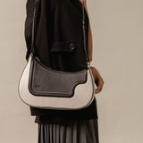 Binomio Bicolor Good Grey Black Leather Shoulder Bag
