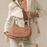 Binomio Light Caramel Leather Shoulder Bag