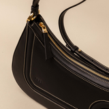 Binomio Black Leather Shoulder Bag